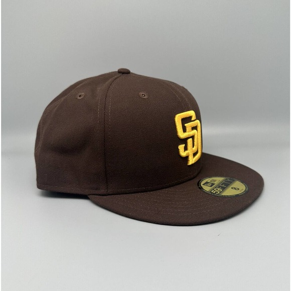 New Era 59FIFTY San Diego Padres MLB Authentic Fitted Hat Cap Brown Sz 8 - Picture 3 of 5
